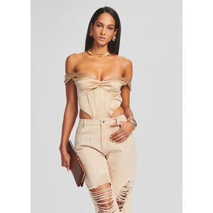 Retrofete Rozik Nude Silk Bodysuit Medium NWT $325